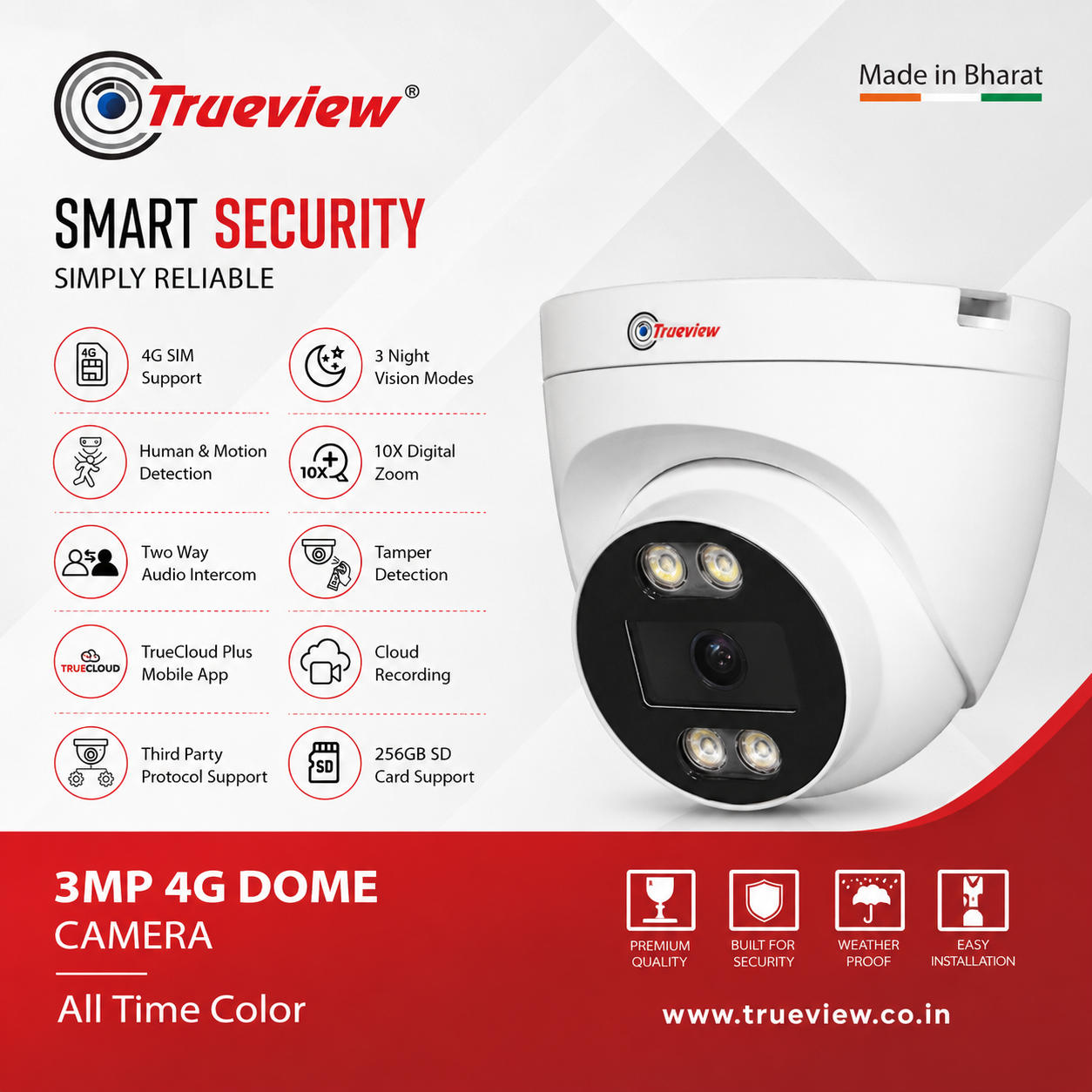 TRUEVIEW 3MP 4G DOME CAMERA – All Time Color